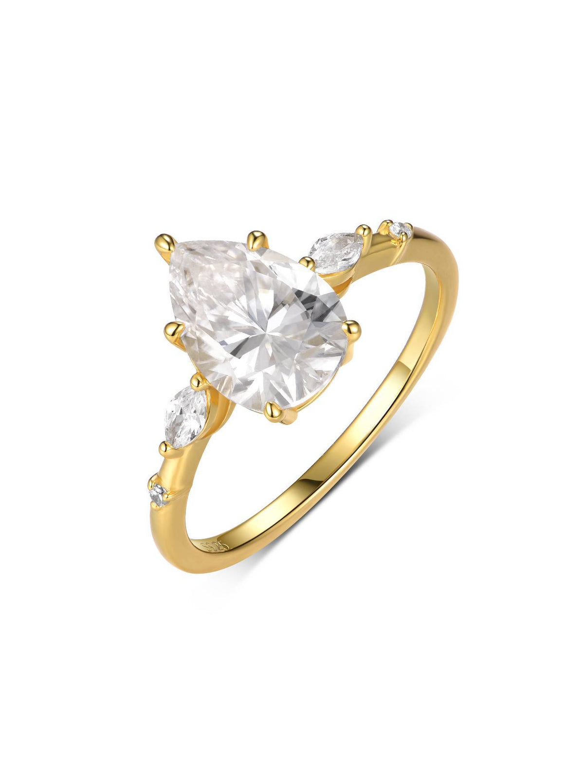 Water Drop Moissanite Engagement Ring – image 5