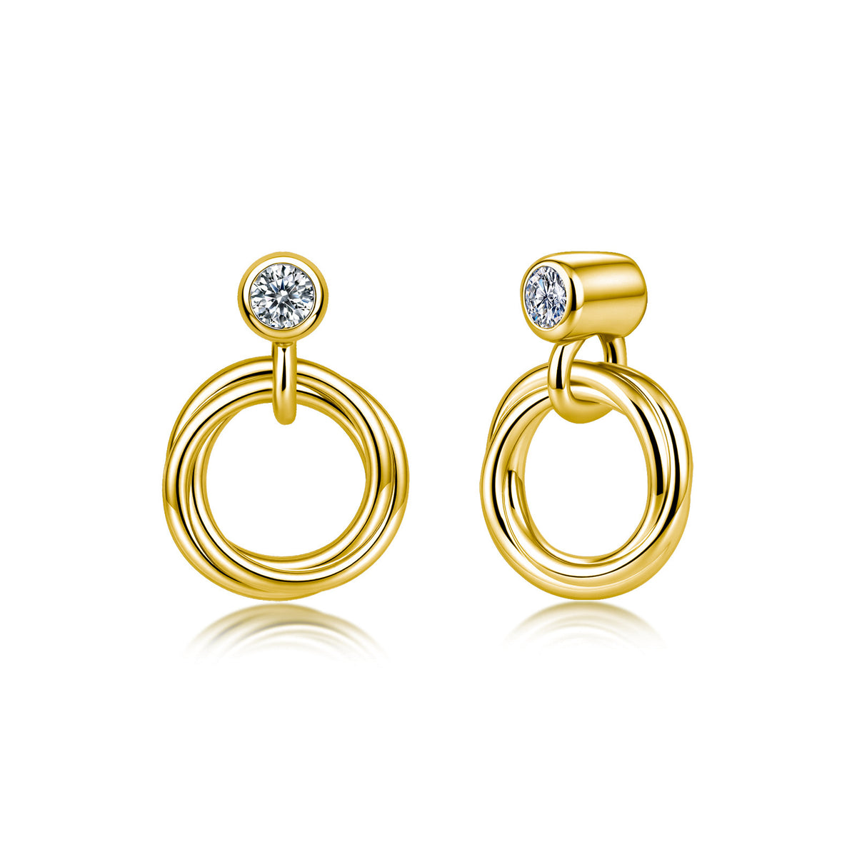Three-Ring Hanging Moissanite Earrings