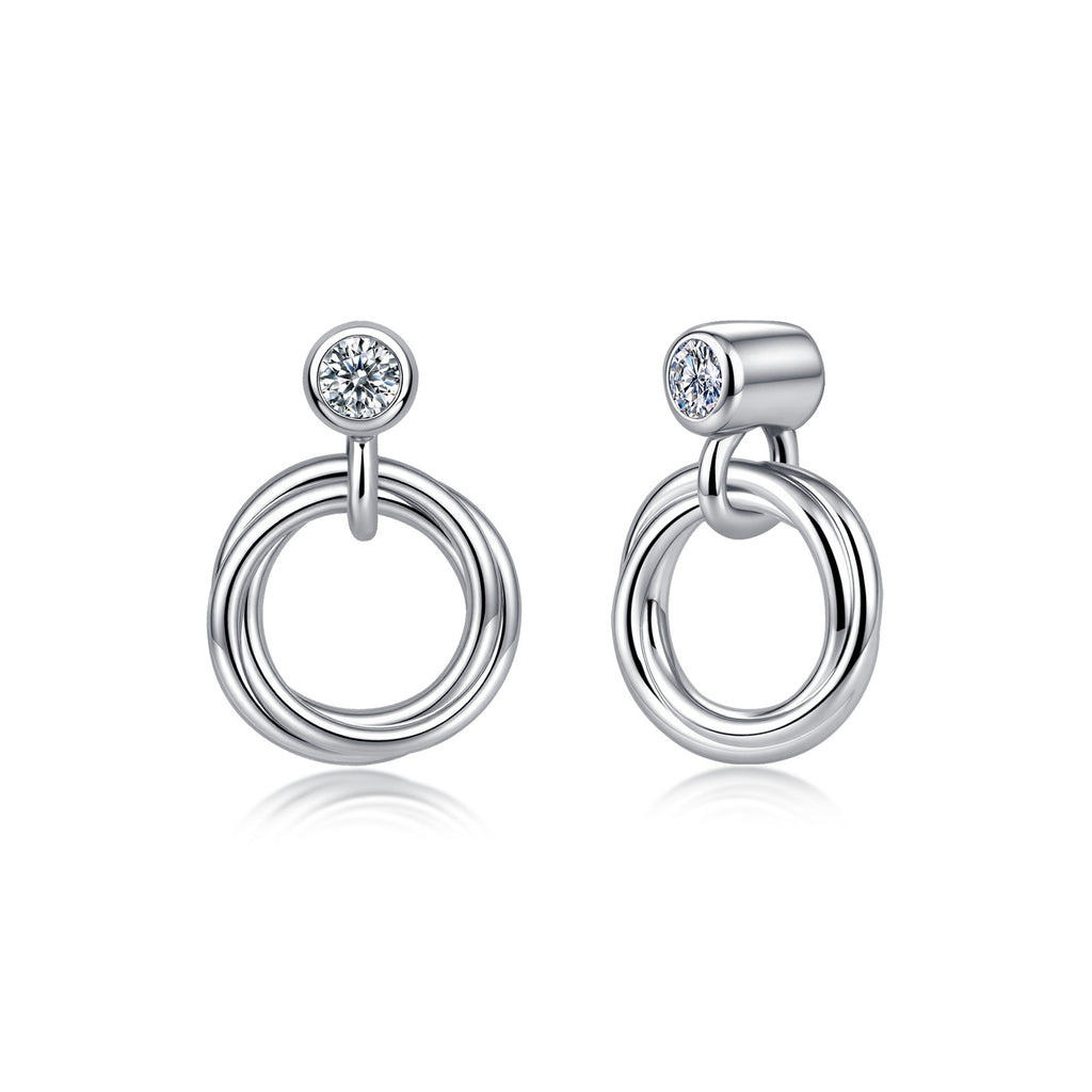 Three-Ring Hanging Moissanite Earrings – wholesale moissanite jewelry
