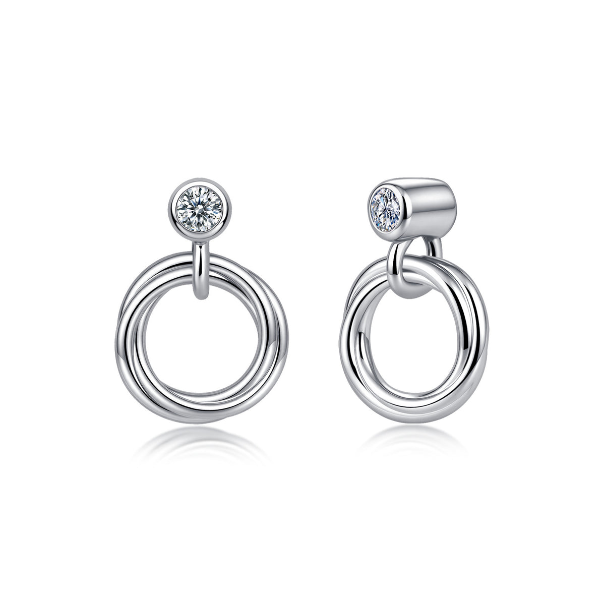 Three-Ring Hanging Moissanite Earrings – wholesale moissanite jewelry