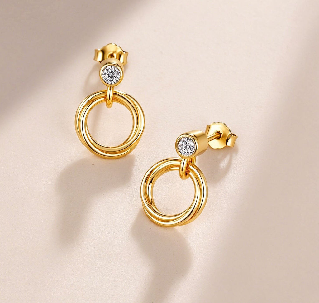 Three-Ring Hanging Moissanite Earrings – image 4