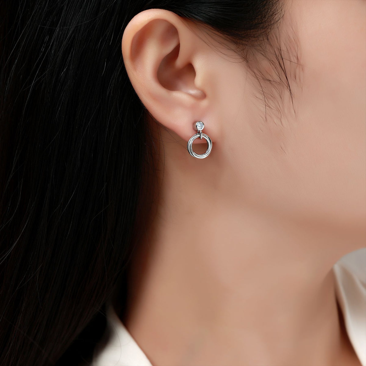 Three-Ring Hanging Moissanite Earrings – image 5