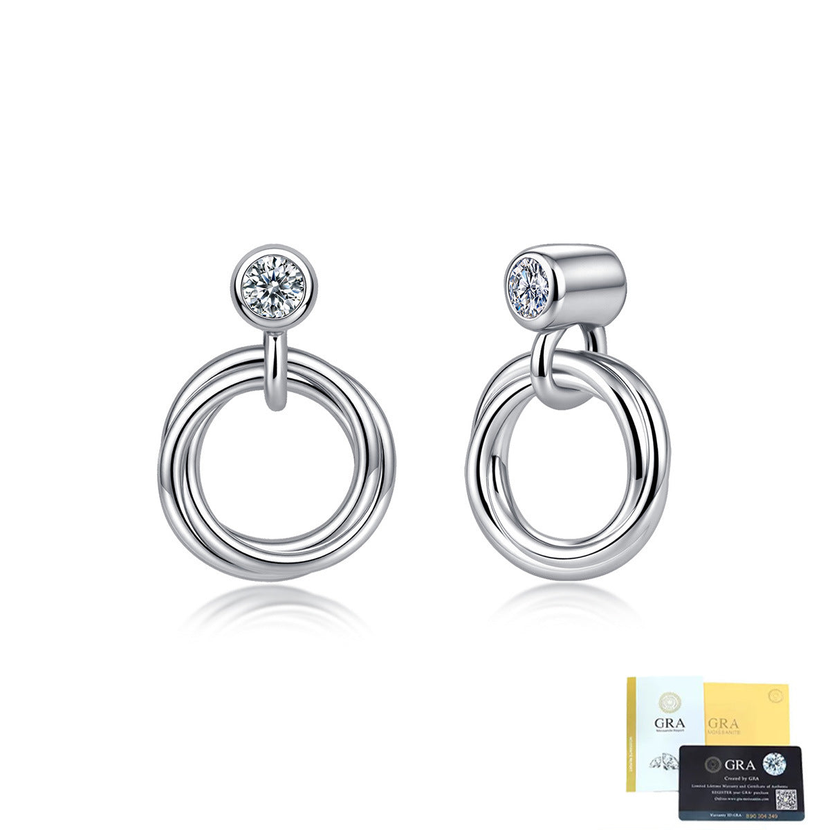 Three-Ring Hanging Moissanite Earrings – image 6