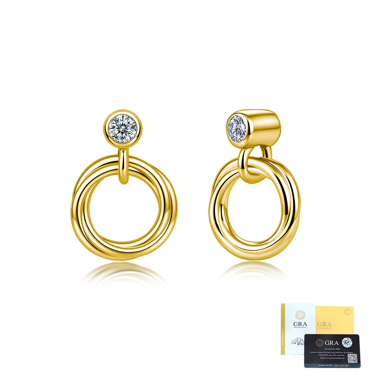 Three-Ring Hanging Moissanite Earrings – image 7