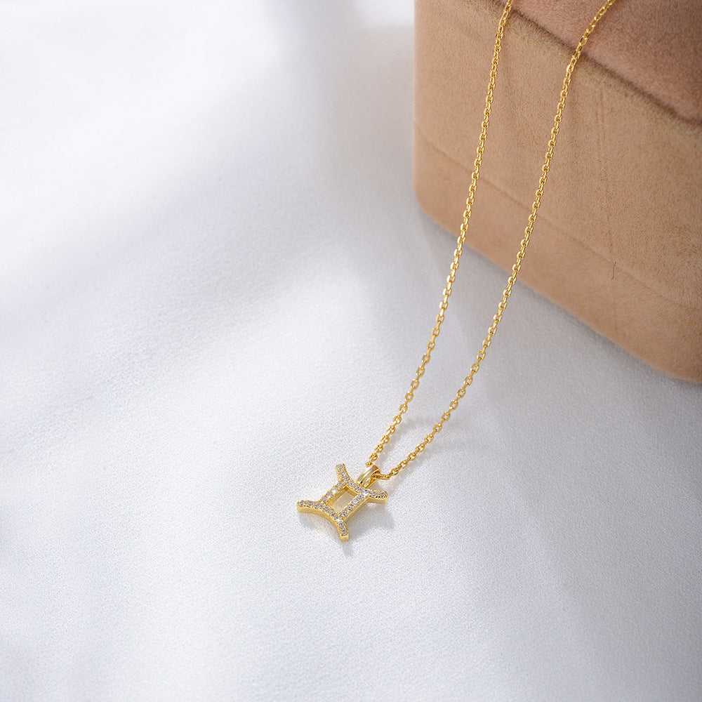 Zircon Inlaid Twelve Constellation Pendant Necklace – image 12