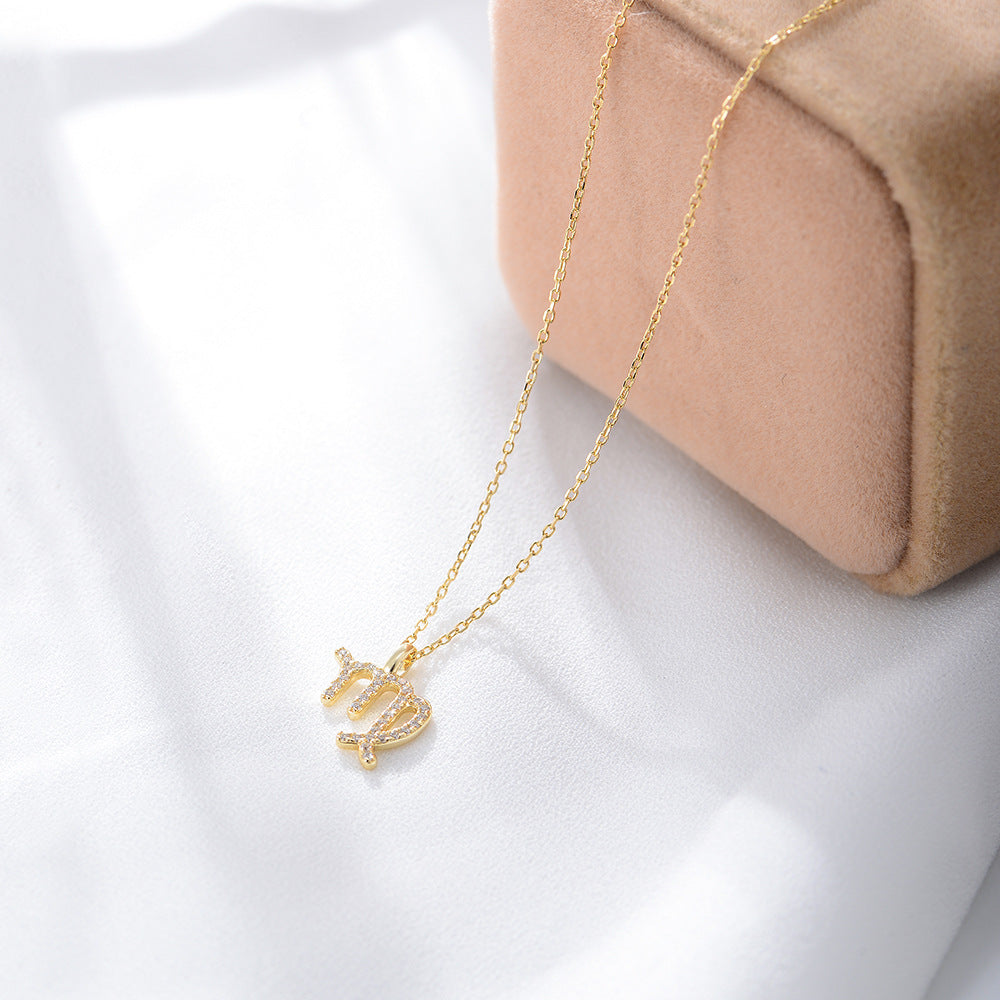 Zircon Inlaid Twelve Constellation Pendant Necklace – image 23