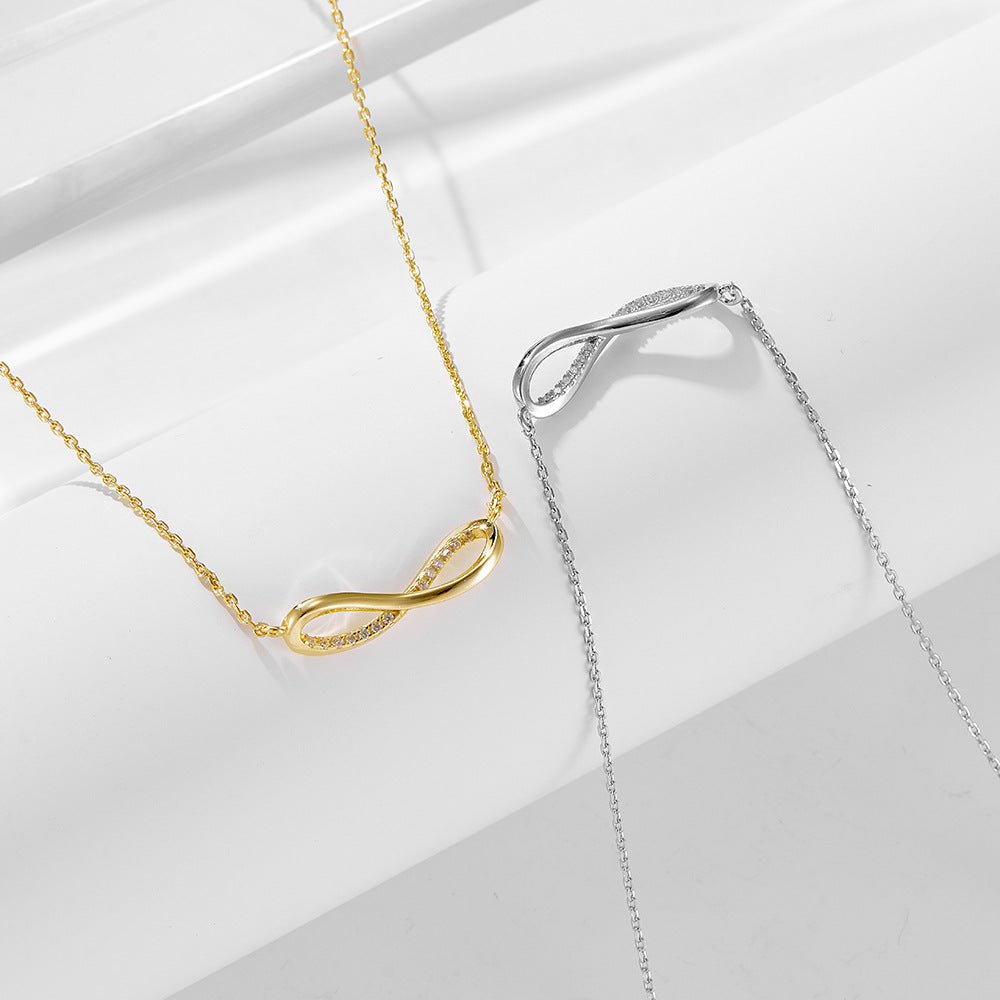 8-Word Pendant Zircon Inlaid Necklace