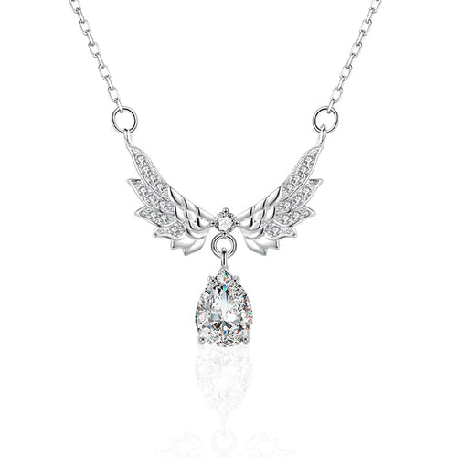 Angel Wings Moissanite Pendant Necklace