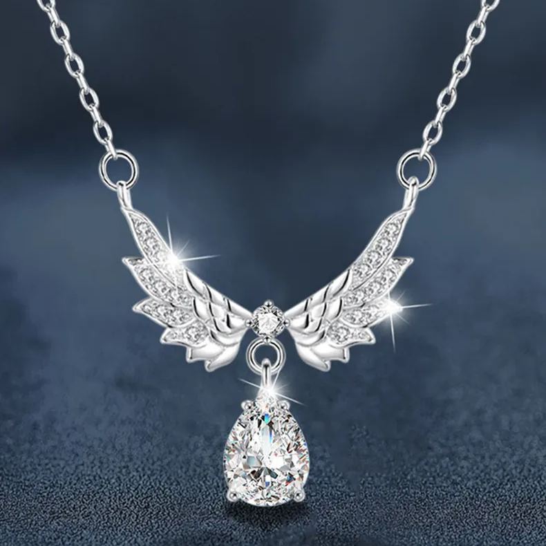 Angel Wings Moissanite Pendant Necklace – wholesale moissanite jewelry