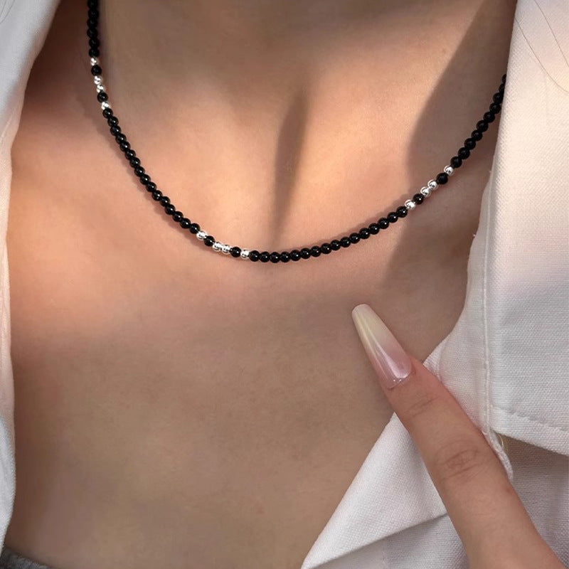 Black Agate Bead Necklace