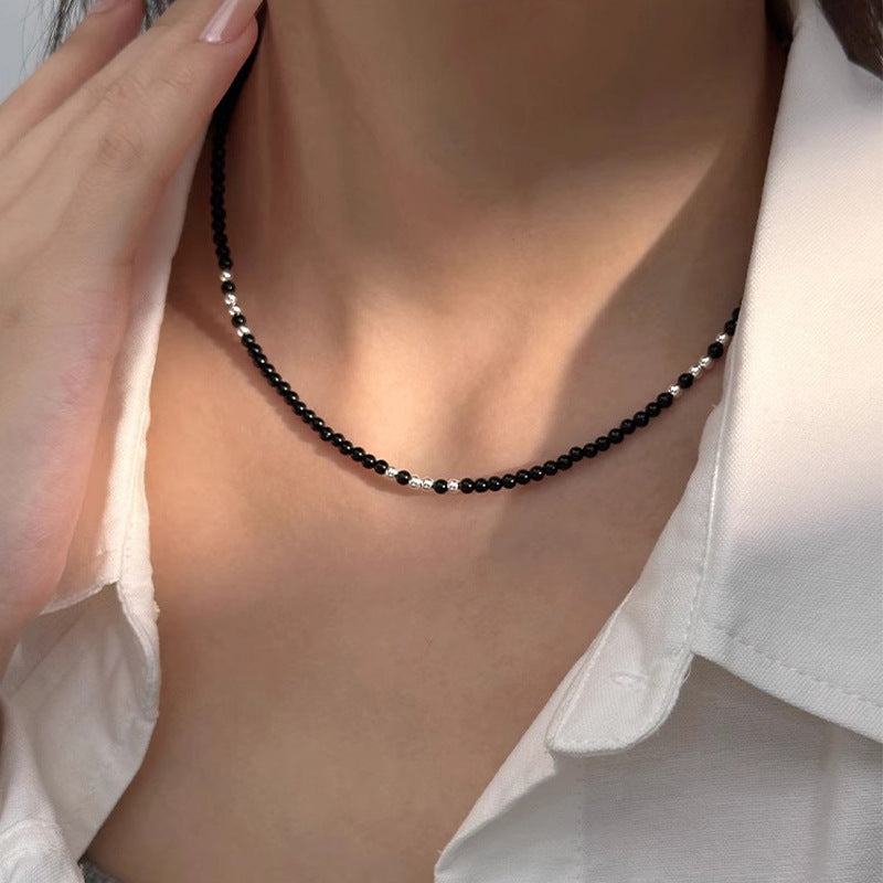 Black Agate Bead Necklace – detail view 3