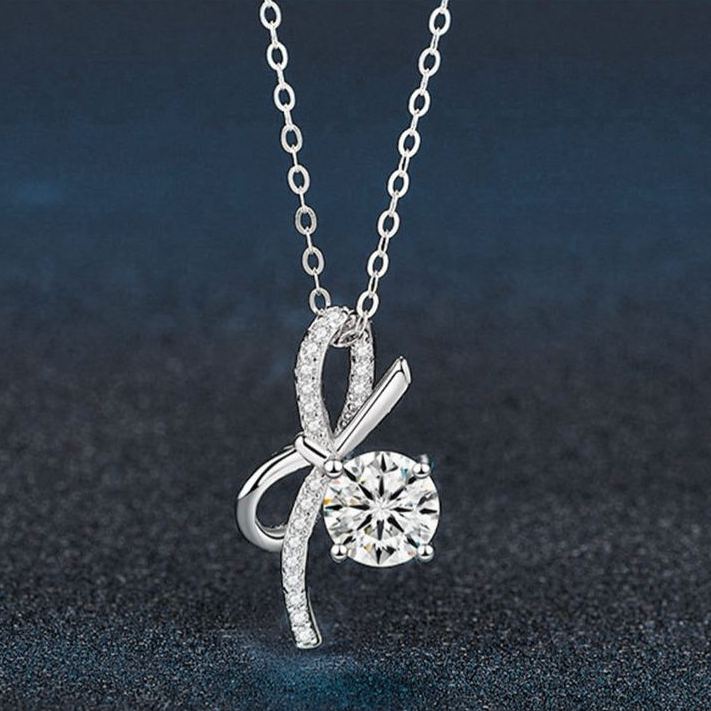 Moissanite Bow Pendant Necklace – wholesale moissanite jewelry