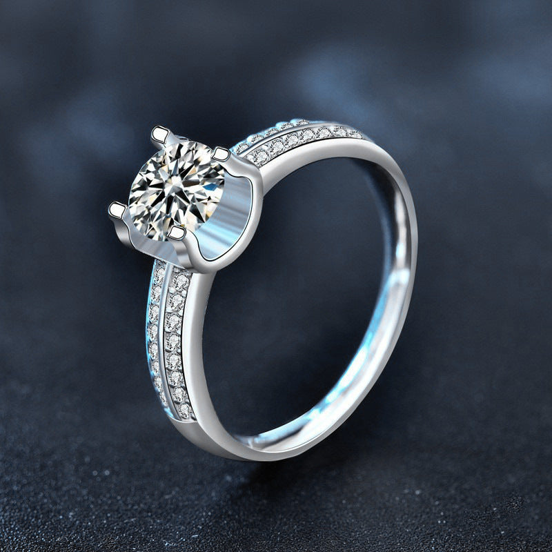 Double Row Halo Moissanite Vow Ring – wholesale moissanite rings