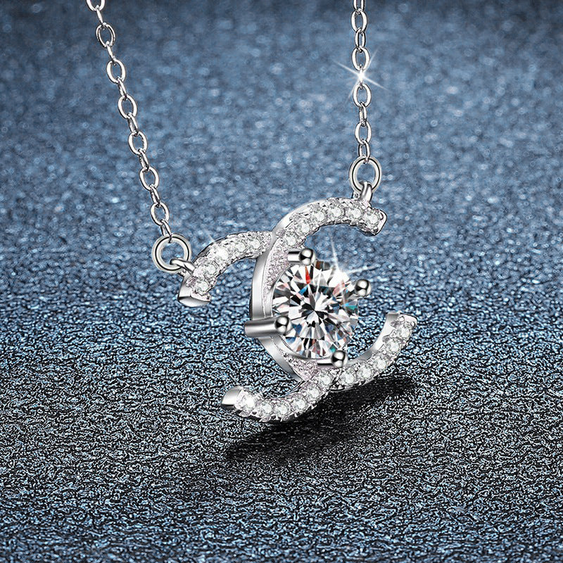 Classic Double C Moissanite Necklace – image 4