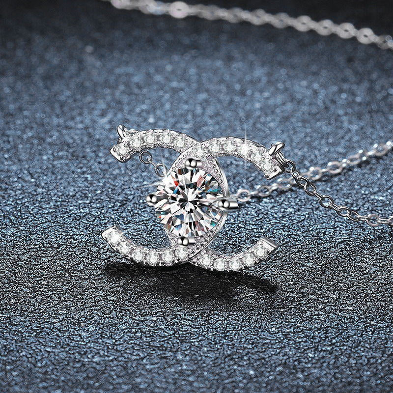 Classic Double C Moissanite Necklace – image 5