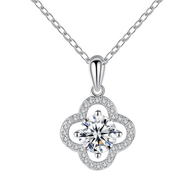 Large-Stone Clover Moissanite Necklace – image 7