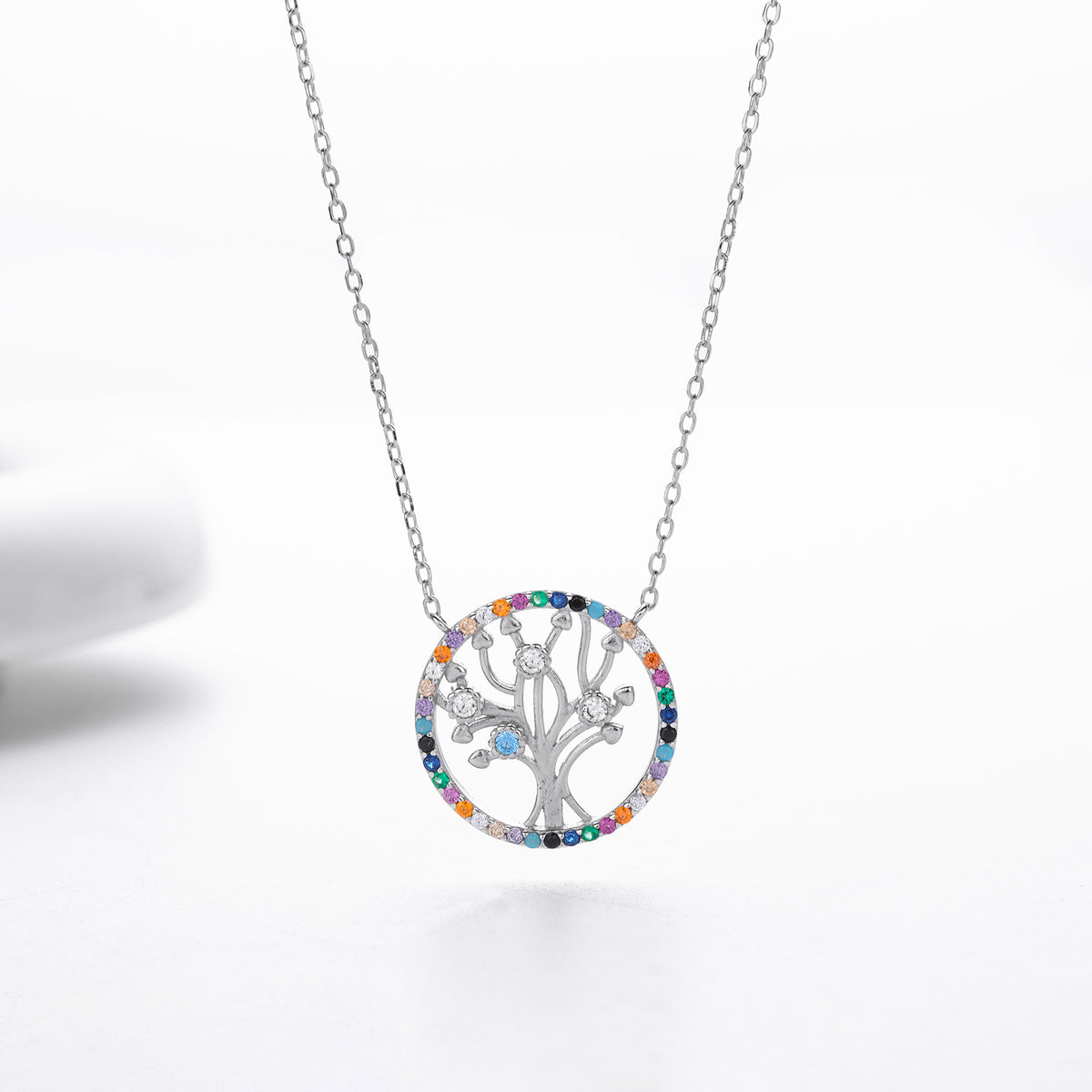 Colored Zircon Tree of Life Necklace