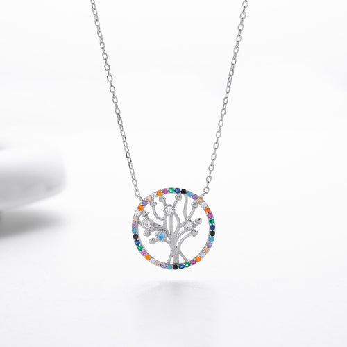Colored Zircon Tree of Life Necklace