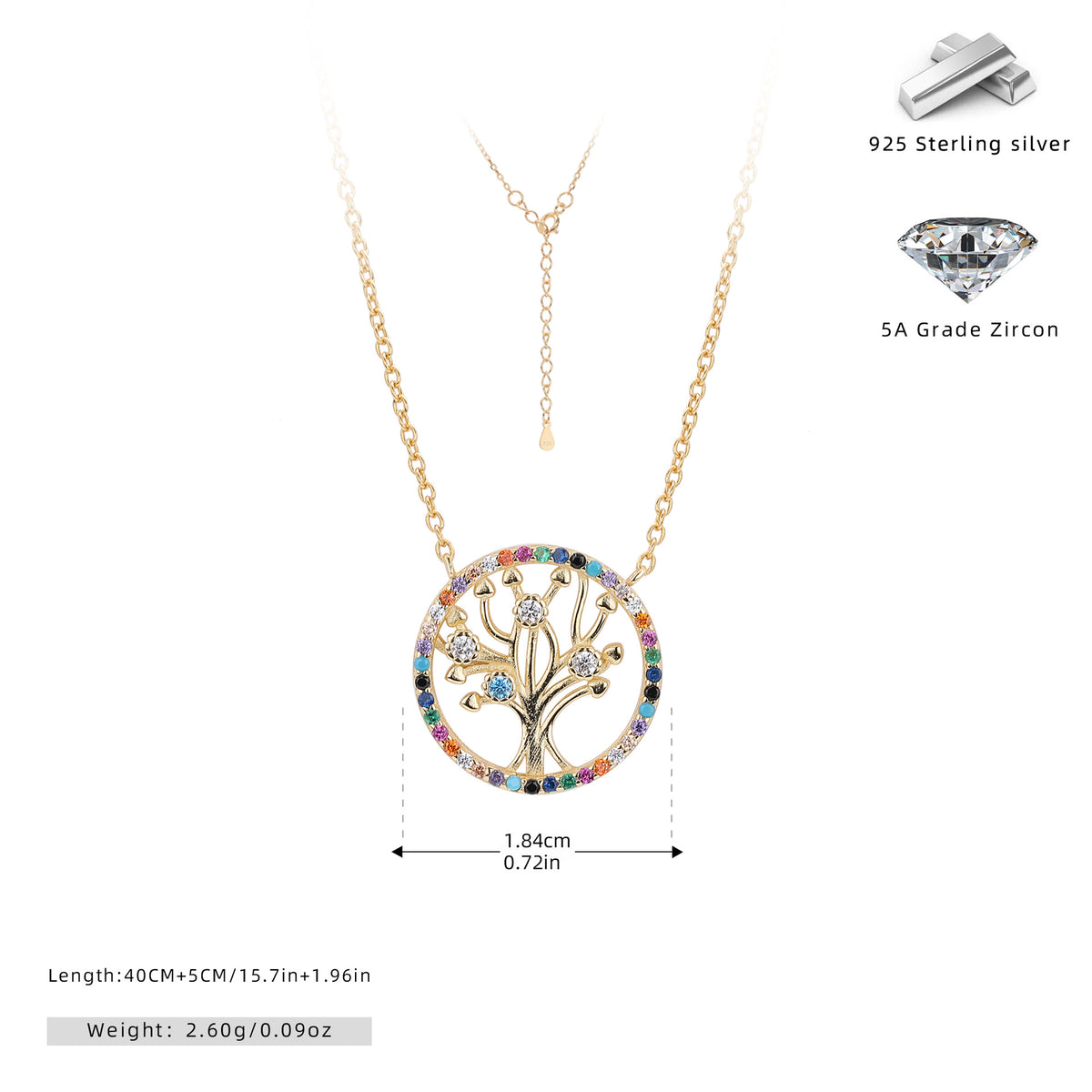 Colored Zircon Tree of Life Necklace – image 11