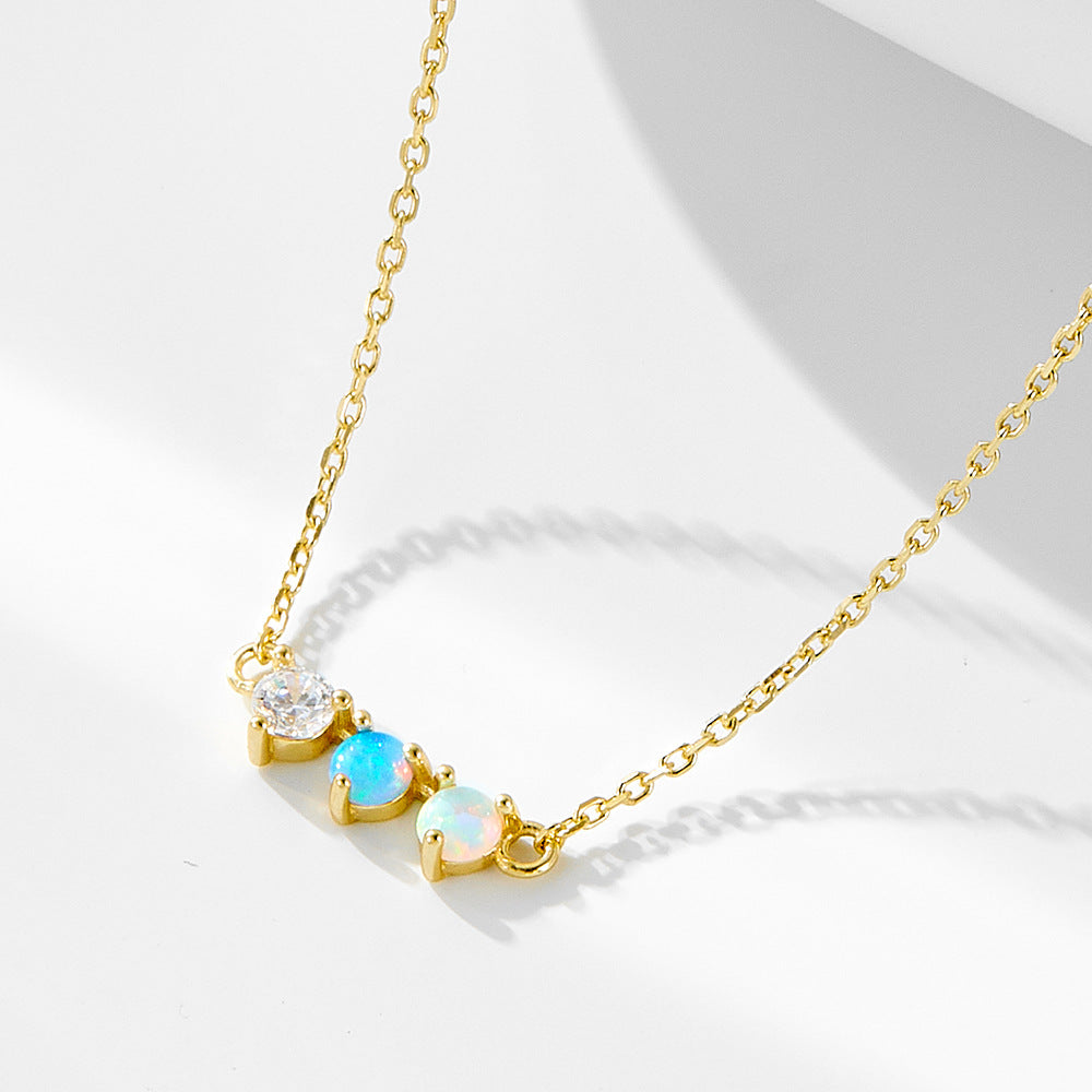 Colorful Opal Zircon Inlaid Necklace