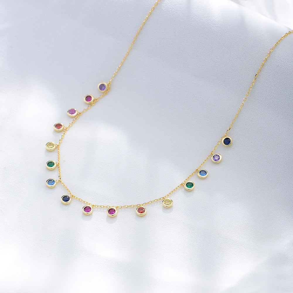 Colorful Round Zircon Necklace