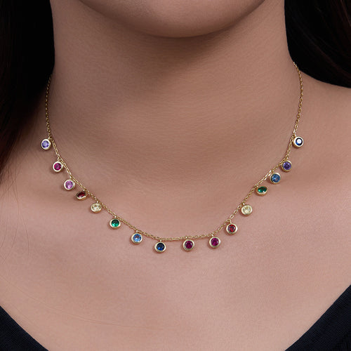 Colorful Round Zircon Necklace – wholesale silver necklaces