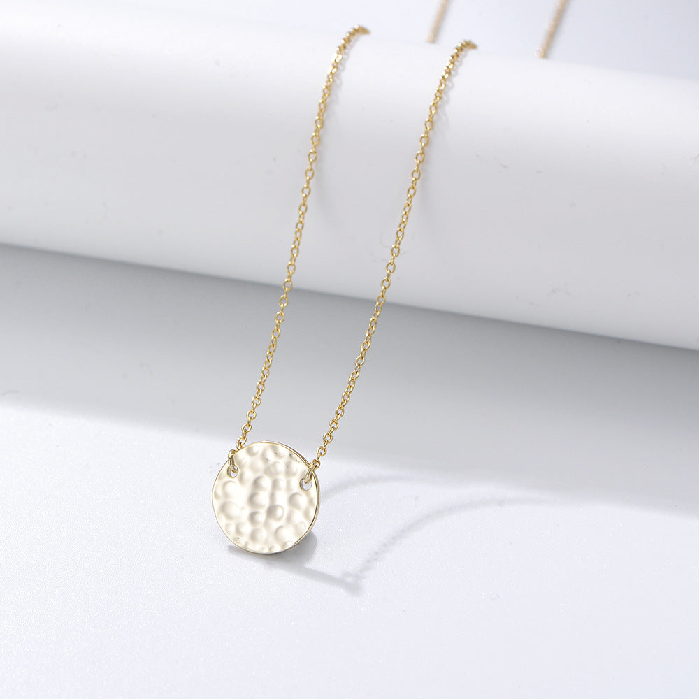 Convex Round Disc Pendant Necklace