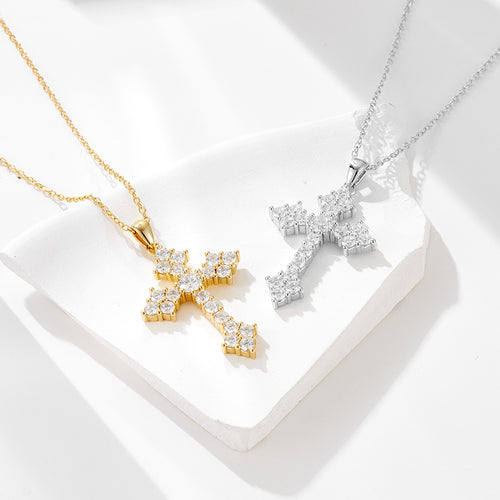 Cross Full Zircon Inlaid Pendant Necklace