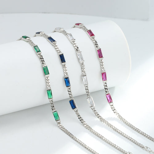 Baguette Cubic Zirconia Curb Chain Bracelet – bracelet supplier