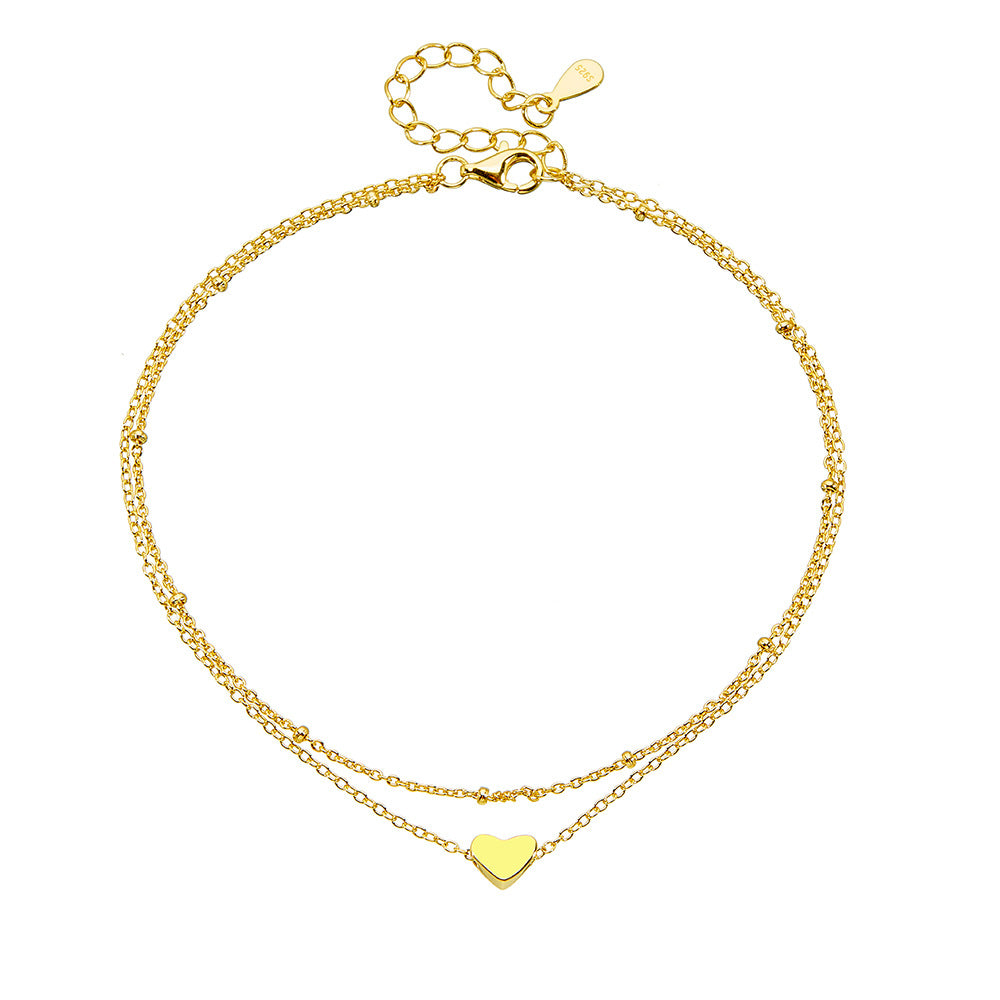 Double-Layer Heart Pendant Anklet – image 5