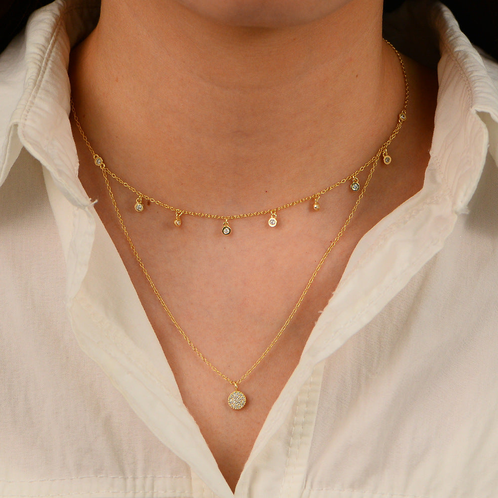 Double-Layer Dot Zircon Necklace – wholesale silver necklaces