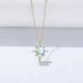 Eight Awn Star Pendant Sky Blue Natural Topaz Necklace – detail view 3