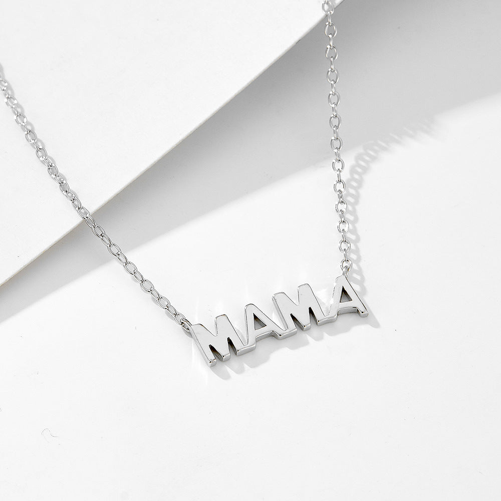 Electroplated 14K Glossy Mama Letter Pendant Mother's Day Necklace – image 4