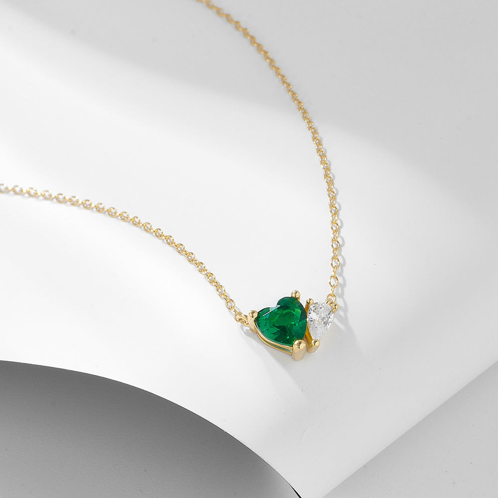 Emerald Heart-Shaped Zircon Necklace