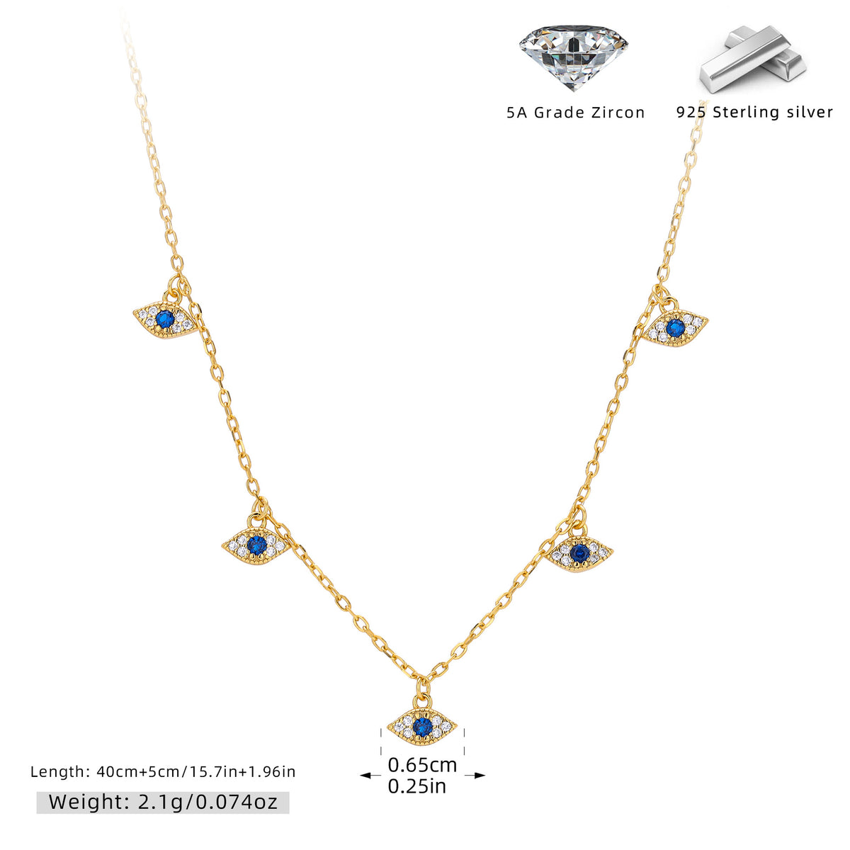 Fashion Evil Eye Zircon Necklace – image 9