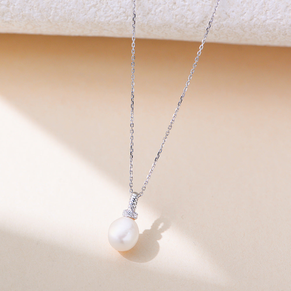Natural Pearl Zircon Pendant Necklace – image 5