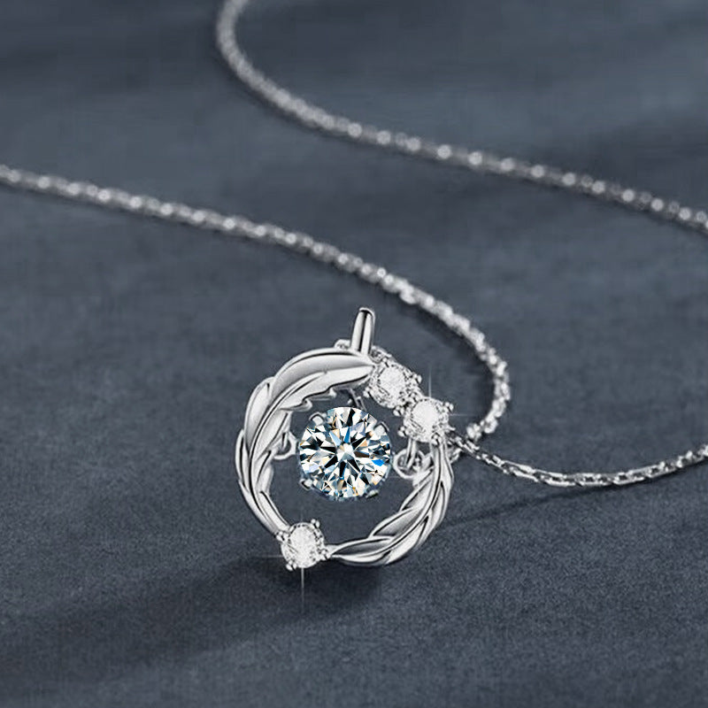 Moissanite Feather Pendant Necklace – wholesale moissanite jewelry