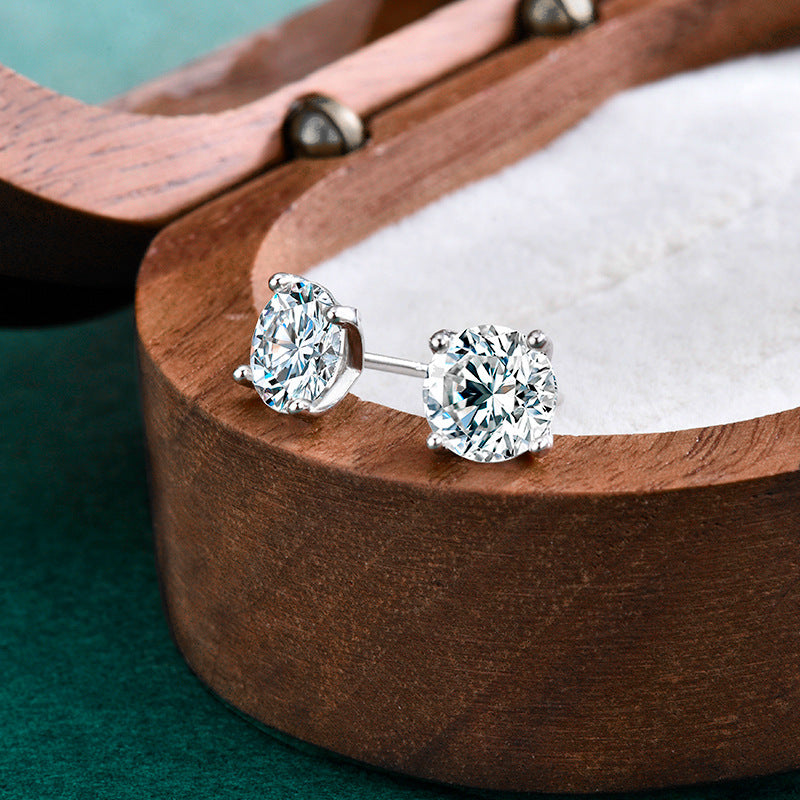 Flower Bud Four-Prong Moissanite Studs – wholesale moissanite jewelry