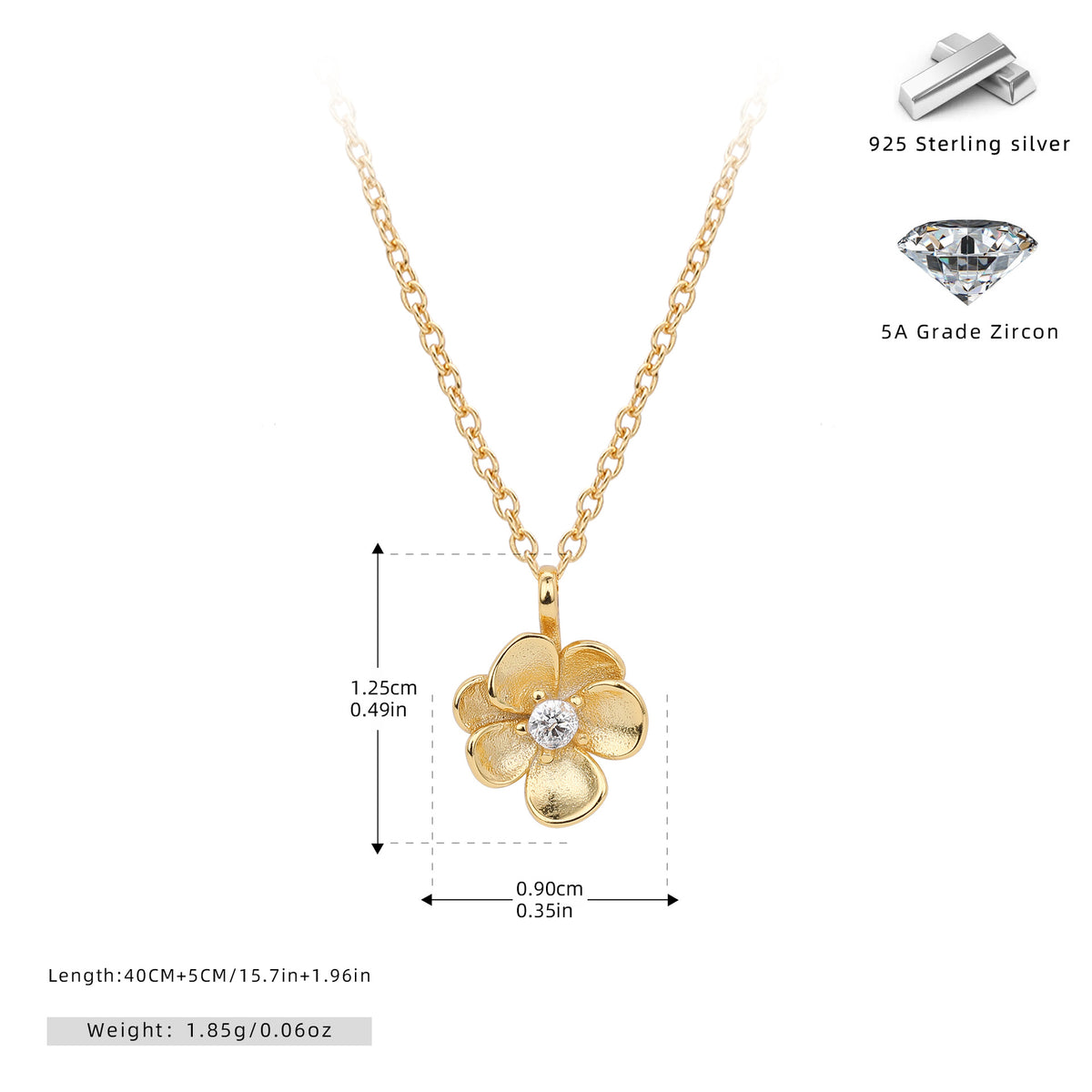Zircon Flower Necklace – image 8