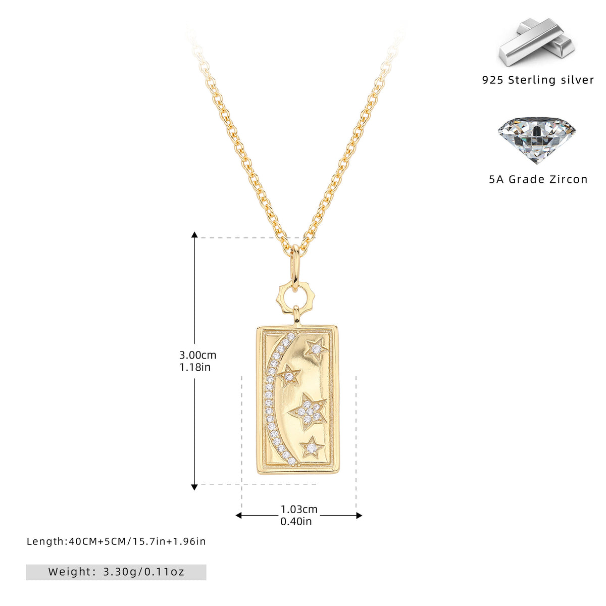 French Style Star Zircon Pendant Necklace – image 5