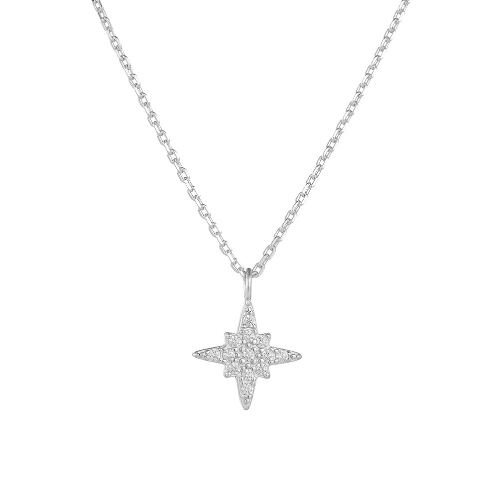 Full Zircon Eight-Pointed Star Necklace – image 6