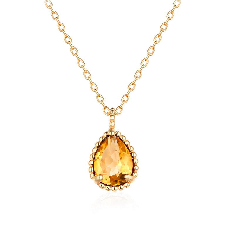 Garnet Pendant Clavicle Chain Necklace – image 6