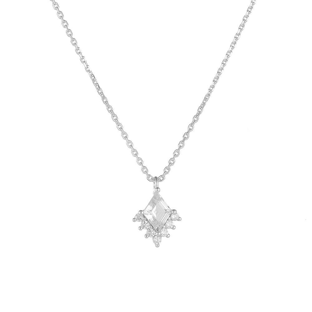 Geometric Diamond Zircon Pendant Necklace – image 6