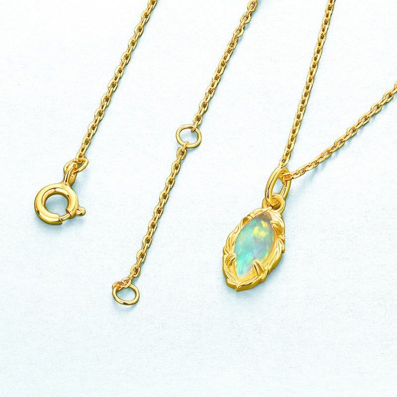 Geometric Marquise Opal Pendant Necklace – gemstone jewelry supplier