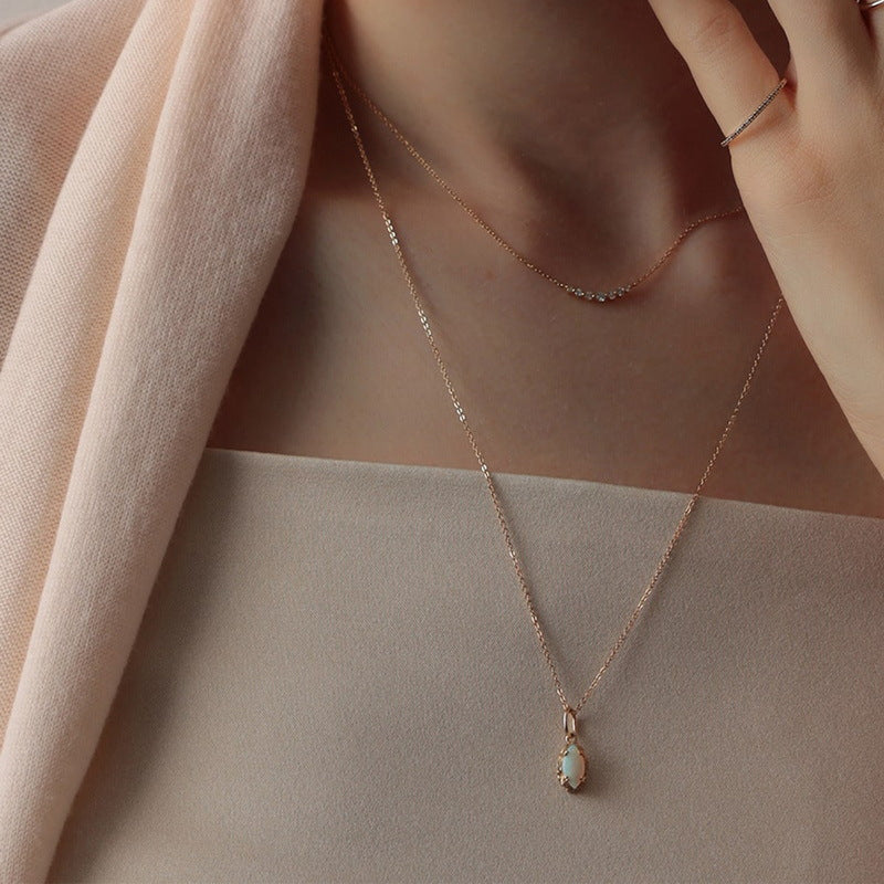 Geometric Marquise Opal Pendant Necklace – detail view 3