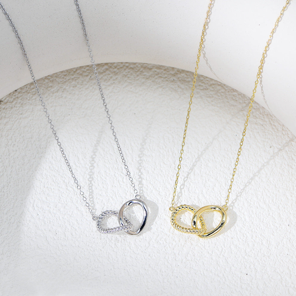 Geometric Twisted Double Ring Necklace