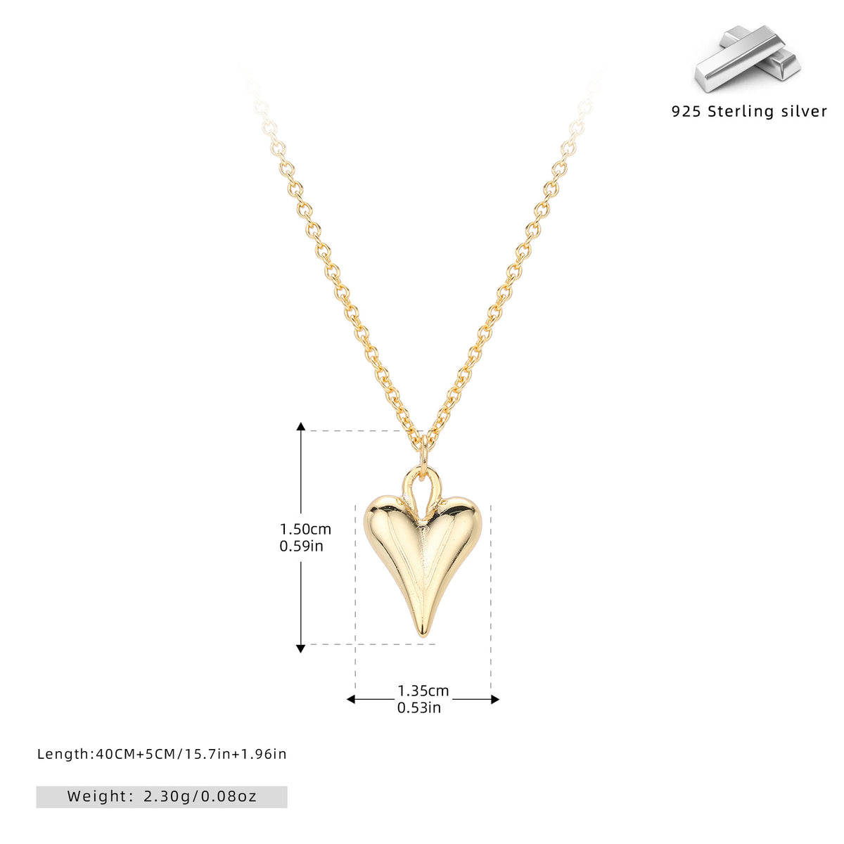 Plain Heart Pendant Necklace – image 11