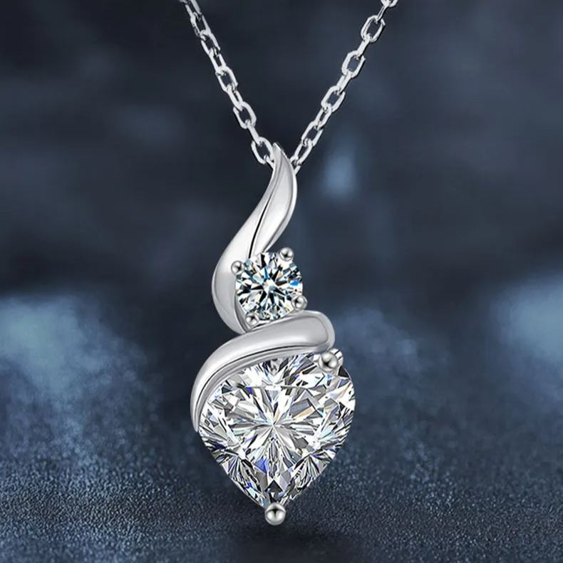 8mm Heart Moissanite Pendant Necklace – wholesale moissanite jewelry