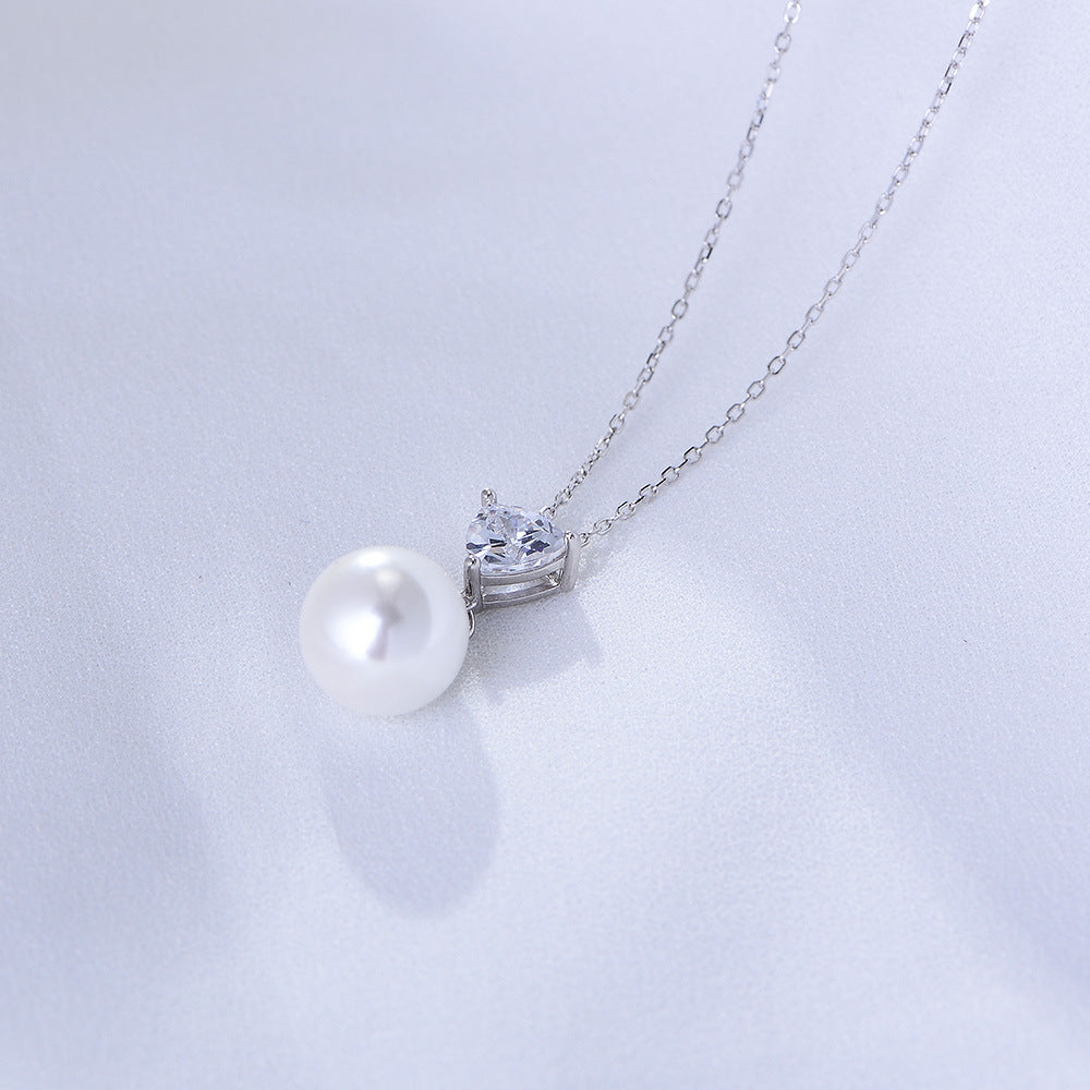Heart-Shaped Zircon Pearl Necklace – image 7