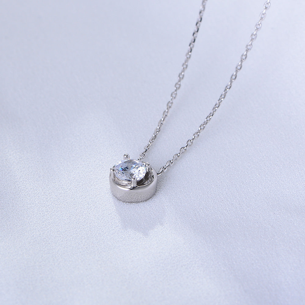 Hollow Single Diamond Zircon Necklace – image 4